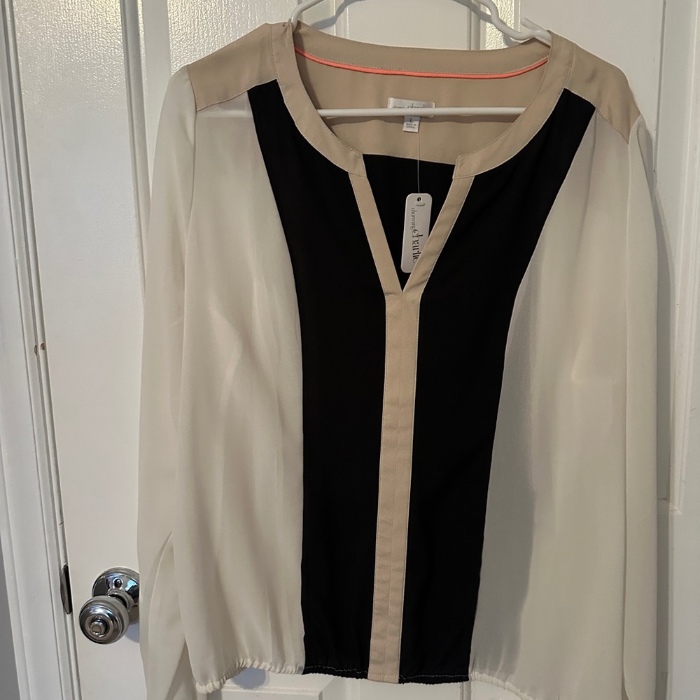 Elegant Black and Cream Women's Top